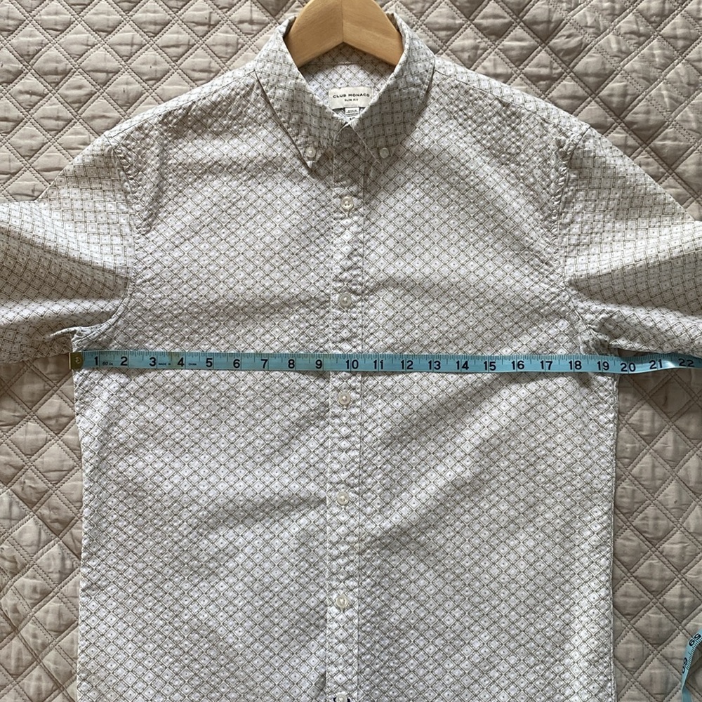 Club Monaco / Short Sleeve Seersucker / Green & White / Small - Picture 7 of 11